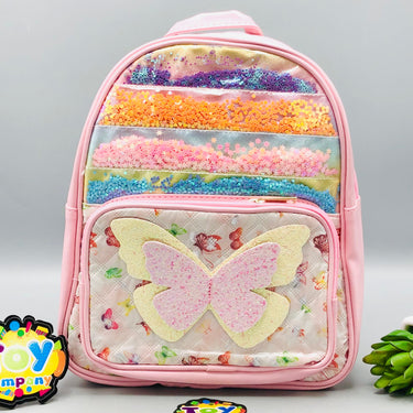 10* Inches Girls Fancy Butterfly Backpack - Light Pink